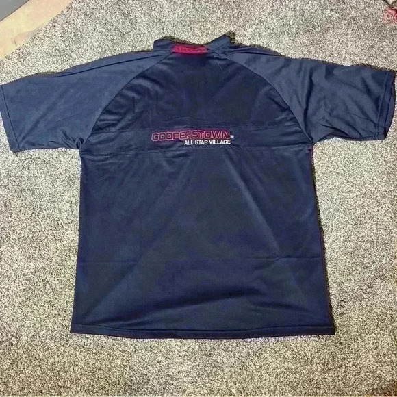 Cooperstown All Star Village Men 2XL Polo Shirt Baseball Red Stitch Navy - Picture 8 of 9